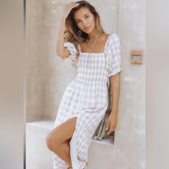 Seven Wonders Red Gingham Midi Dress Size Small NWT - Picture 4 of 4